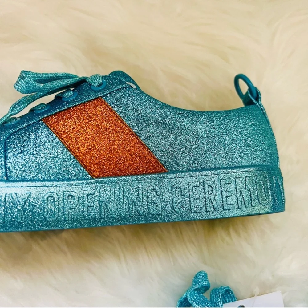 New! OPENING CEREMONY La Cienega Glitter Lace Up Platform Sneakers - Picture 14 of 16